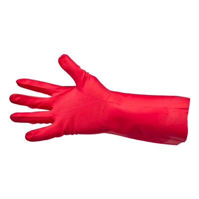 Nitrile household gloves -non-powdered - RED - MEDIUM - honeycomb pattern