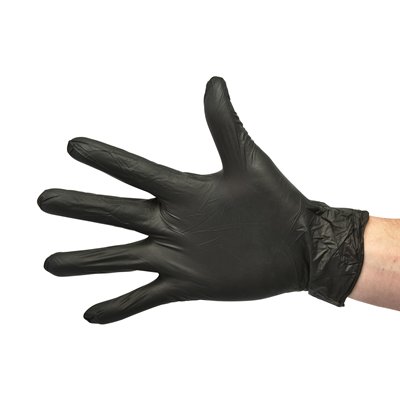 Disposable nitrile gloves extra strong - non powdered - BLACK - pack of 100 - LARGE