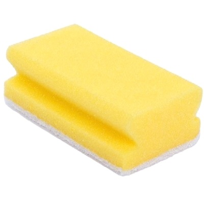 Schuurspons synthetisch - 13 x 7 cm - GEEL/WIT - 5 stuks