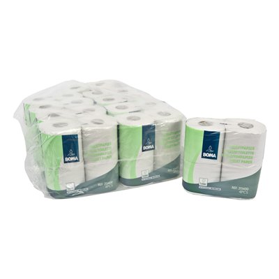 Papier toilette traditionnel - tissu recyclé - 2 plis - 400 coupons - gaufré - BLANC - 40 rouleaux (10x4)