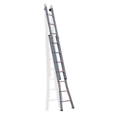 Échelle de laveurs de vitres 2 éléments avec base évasée - 2 x 14 marches - 5,25/9,10 m - 27,5 kg - distance de l'échelon 35 cm