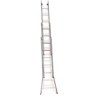 Échelle de laveurs de vitres 3 éléments avec base évasée - 3 x 9 marches - 3,50/8,05 m - 25 kg - distance de l'échelon 35 cm