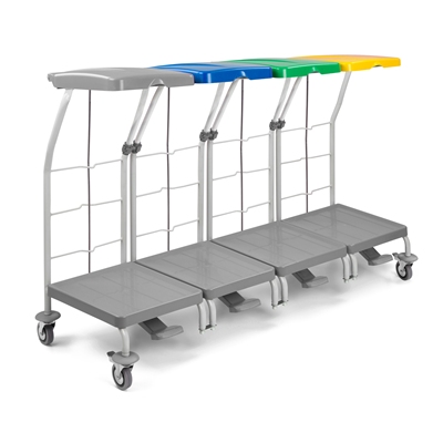 Pedal bag holder with lid - metal - 4 sections - mounted