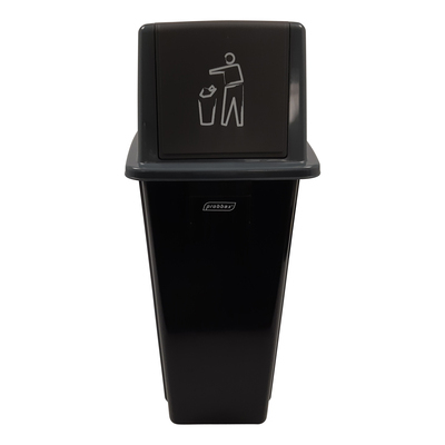 Bomabin Select Dome met push deksel - 80 l - ZWART - deksel GRIJS