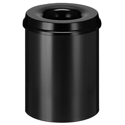 Metal self-extinguishing litter bin - 15 l - BLACK