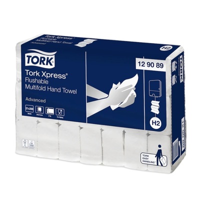 Tork Adv Xpress Multifold soluble Essuie-mains - 2 plis - 24 x 21,3 cm - 21 x 200 pièces - BLANC - 129089