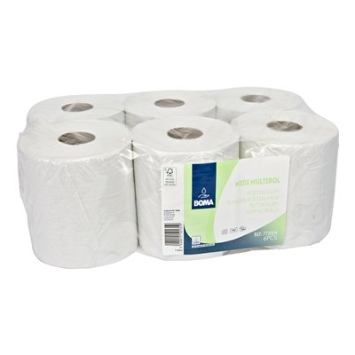 Midi Centerfeed Multirol - recycled tissue - 1 laags - 300 m x 19,5 cm - WIT - 6 rollen