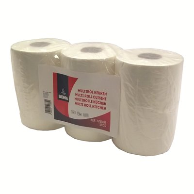 Kitchen roll / multi-purpose roll - virgin tissue - 2 ply - 280 sheets - waffled - WHITE - pack of 3 rolls