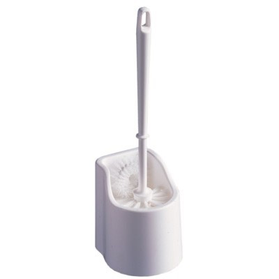 114157: Brosse de toilette en support avec frotteur rebord - BLANC