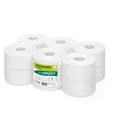 213180W: Jumbo One Papier Toilette - Centerfeed - tissu recycl - 2 plis - 180 m - 720 feuilles - gaufr -  BLANC - 12 rouleaux