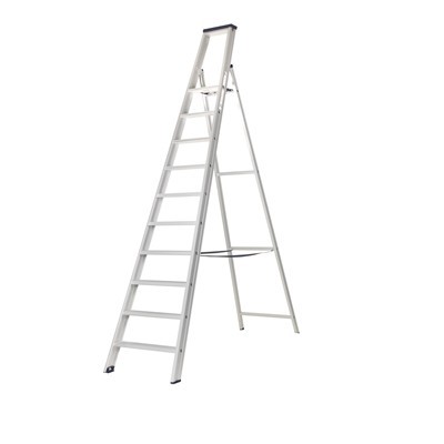 666100: Escabeau professionnel simple - 9 + 1 marches - 2,50 m - 16 kg