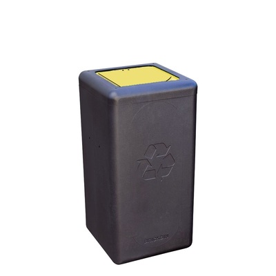 750109: Bomabin Select Brick - 65 l - NOIR - couvercle ferm JAUNE