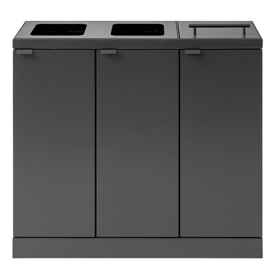 750475: Bomabin Select Bica - 3 x 45 l - ANTRACITE - ouvert/ouvert/couvercle