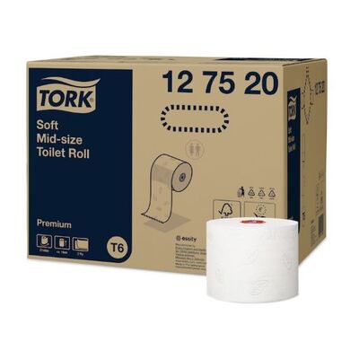 771108: Tork Premium Papier toilette moyen - doux - 2 plis - 90 m x 9,9 cm - 27 rouleaux - BLANC - 127520