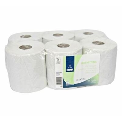 773004W: Midi Centerfeed Multirol - tissu recycl - 1 pli - 300 m x 19,5 cm - BLANC - 6 rouleaux