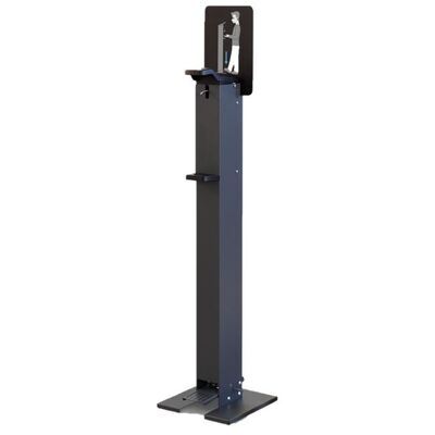 777941: Station d"hygiène des mains Doria 2 - colonne + distributeur rechargeable avec commande au pied et à coude - avec réservoir et pompe supplémentaire - 1000 ml