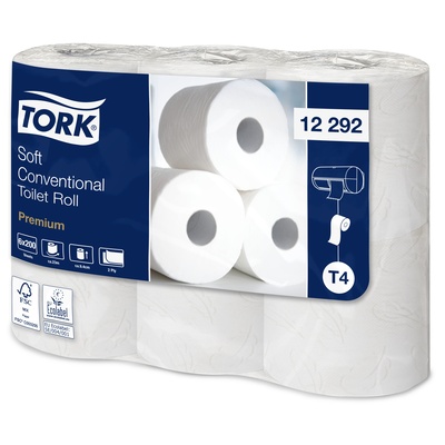 T12291: Tork Premium Toilet Paper Roll - 2 plis - 25 m x 10 cm - BLANC - 12 x 4 rouleaux - 12291